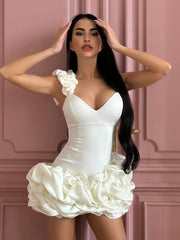 Ivory - Sheath Spandex Ruched V Neck Homecoming Dresses with Ruffles